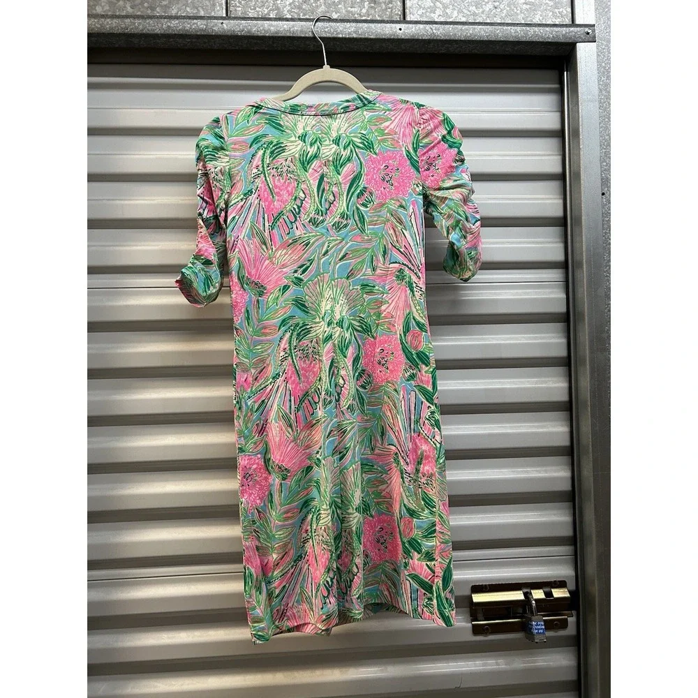 NWOT Lilly Pulitzer Floral Dress Ruched Sleeves Size XXS